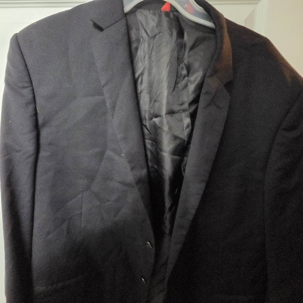 Linea Uomo 100% Wool Blazer Jacket Black 52R Premium Wool Natural Stretch